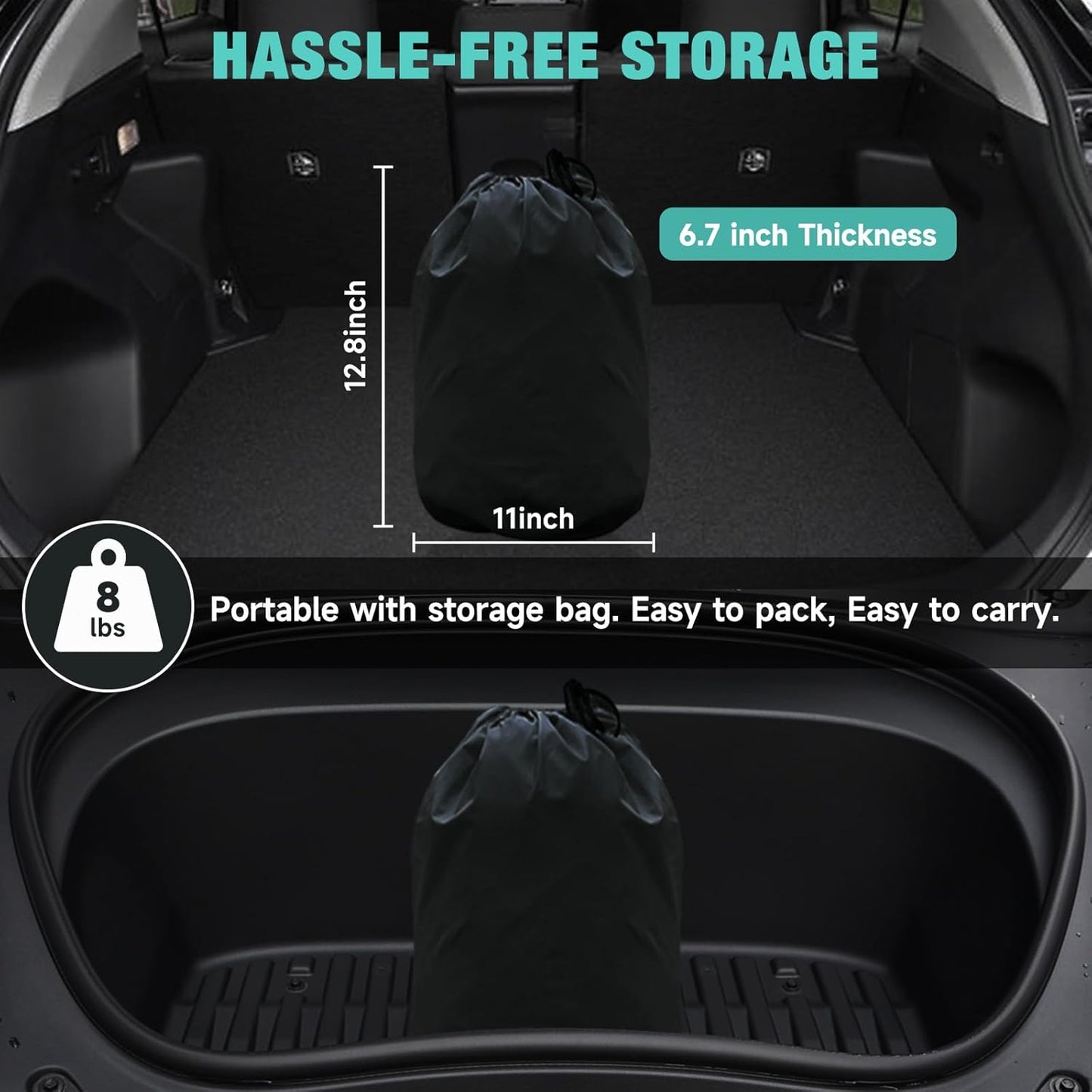 SUV Air Mattress: Inflatable Car Air Mattress for Camping, Flocking Car Bed with Air Pump And 2 Pillows, Portable Sleeping Pad Mattress for Home Car Travel Camping Black