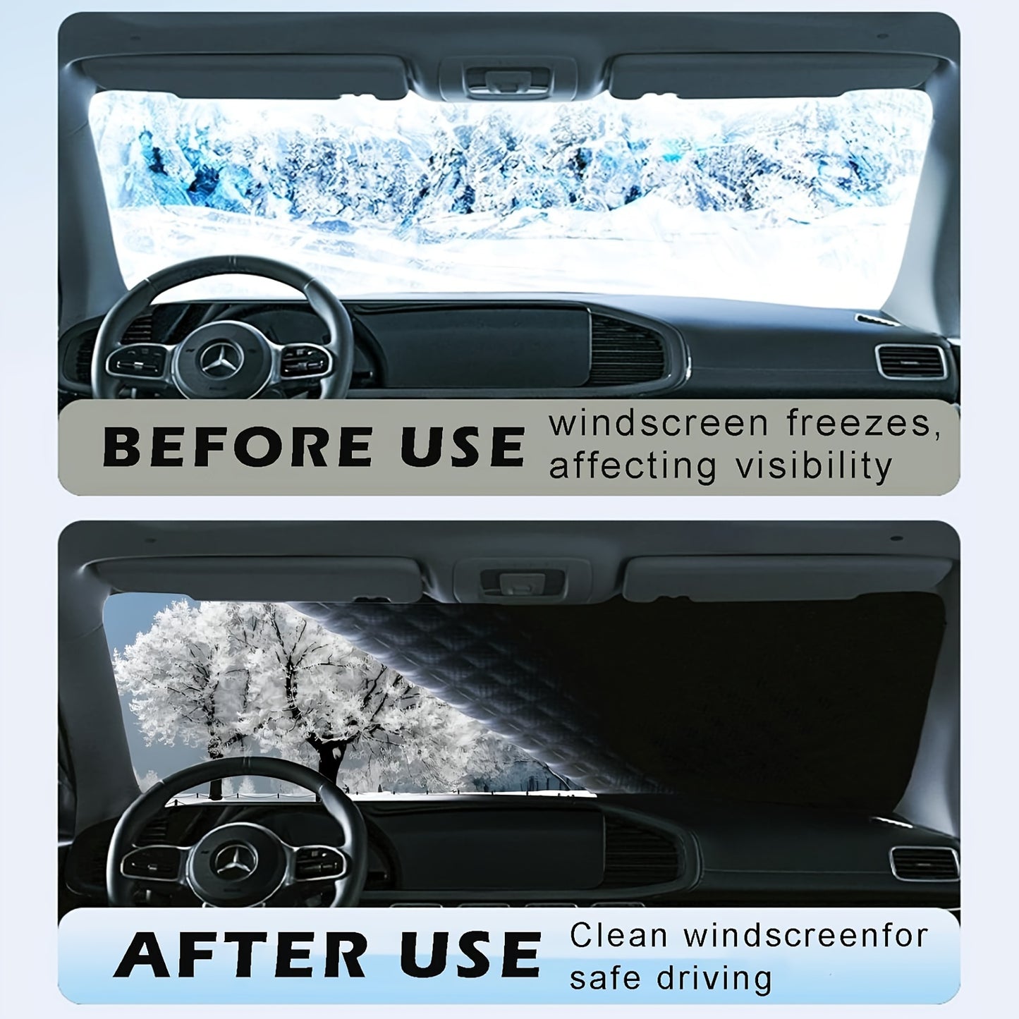 Portable Car Snow Shield, Easy to Install And Store, Car Snow Cover, Magnetically Fixed to Withstand Strong Winds, Full Coverage to Protect Against Snow And Frost, Suitable for All Seasons, Compatible with Most Cars