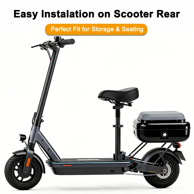 New Electric Scooter Tail Trunk with Passenger Seating Capability | Compatible with Kukirin KUGOO M5/M5PRO, Features a Safety Locking Seat Storage Box. Large Capacity, Soft Cushion, Universal Fit, Durable, Without Battery
