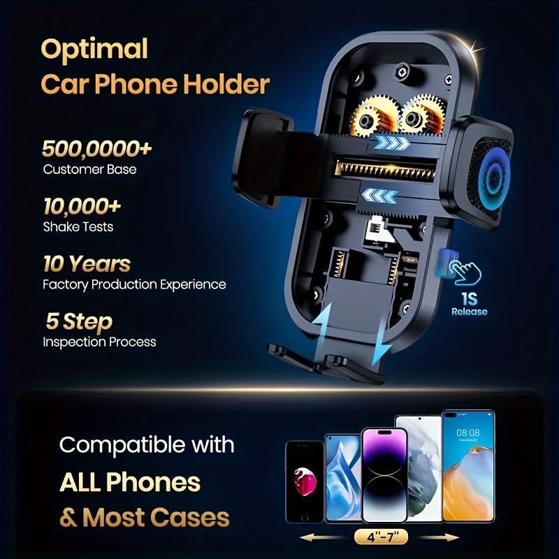 [All Phones Adjustable Car Holder] Soligu Car Phone Holder Mount, Universal Phone Holder Cradle For Car, Adjustable In Vertical And Horizontal Directions With High Stability, Strong Adhesion, Bonus Adhesive Pads For Car Dashboards, Compatibility With All