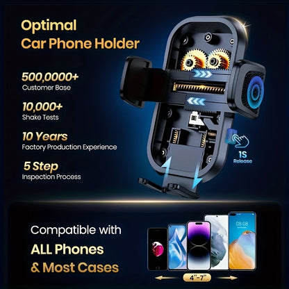 [All Phones Adjustable Car Holder] Soligu Car Phone Holder Mount, Universal Phone Holder Cradle For Car, Adjustable In Vertical And Horizontal Directions With High Stability, Strong Adhesion, Bonus Adhesive Pads For Car Dashboards, Compatibility With All