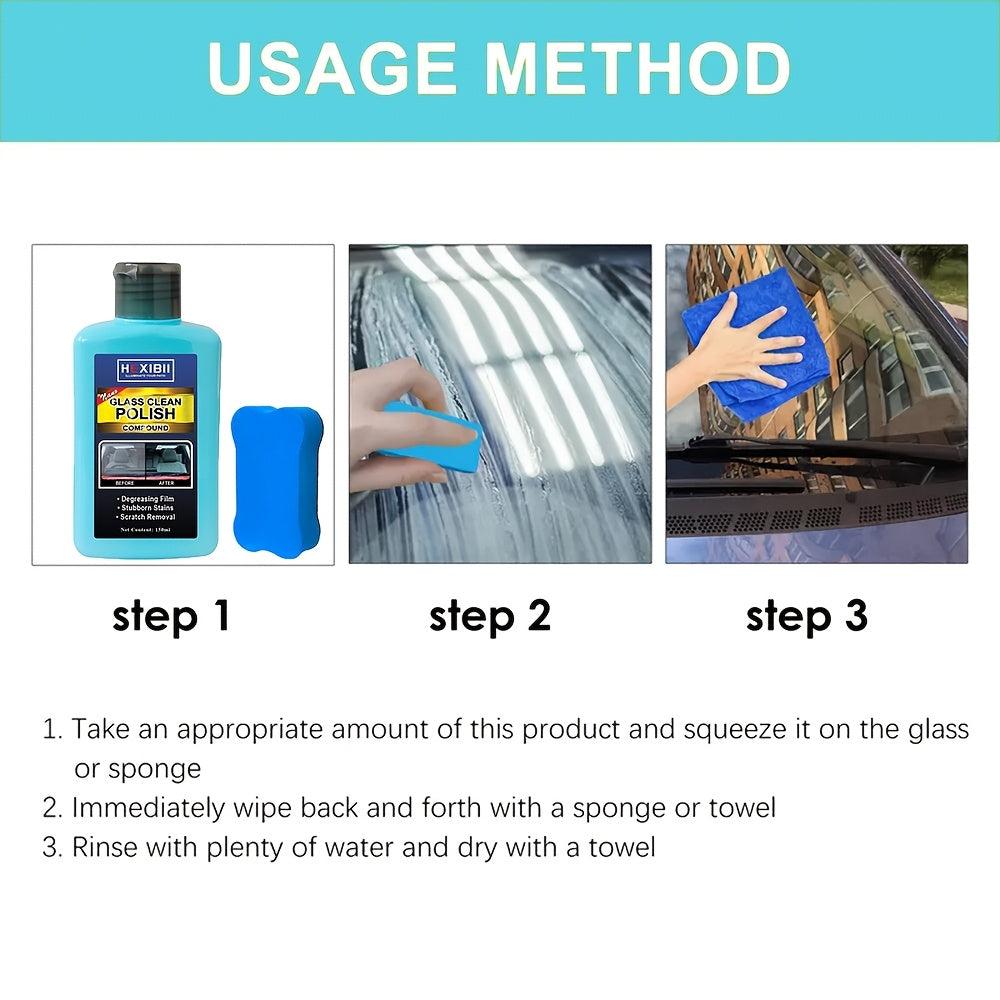 Car Glass Oil Film Cleaner, Glass Film Removal Paste, Car Windshield Glass Oil Film Remover for Auto and Home Eliminates Coatings to Restore Glass to Clear