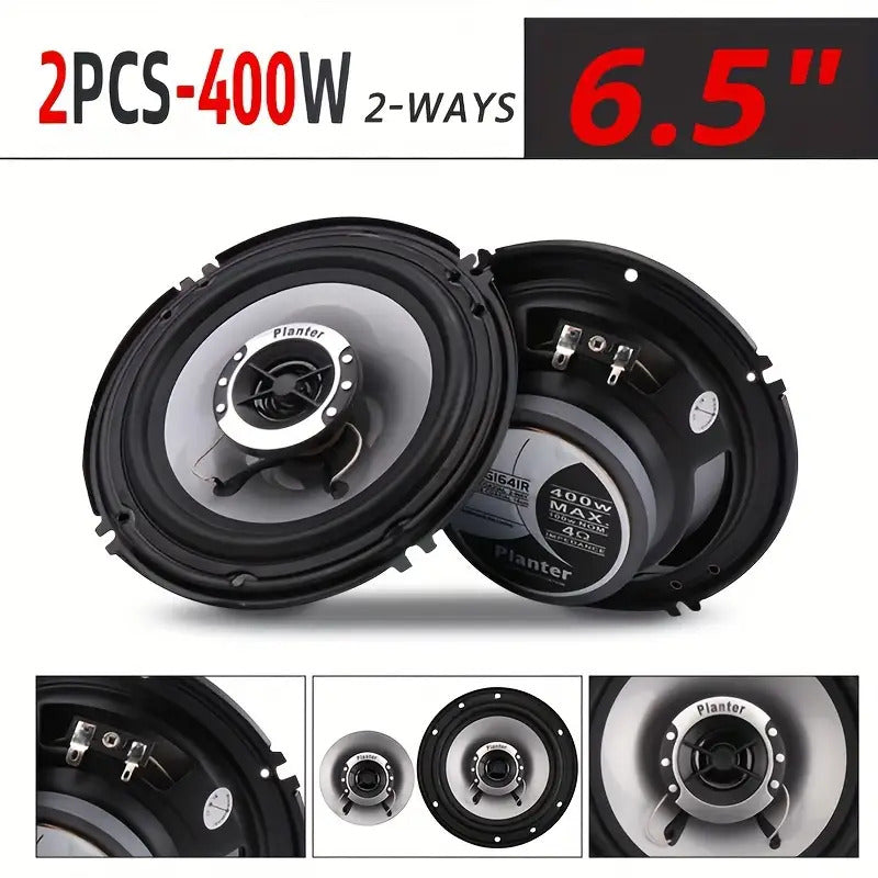 KELUNEGLO 6.5 Inch 400W Car Coaxial Speakers Stereo Car Door Hifi Full Range Speakers High-Quality Rubber Edges, Powerful Magnets, Truck Speakers Car Door Music Audio System Upgrade Universal Fits for Ford, for CHEVROLET, for TOYOTA, for HONDA, Etc.