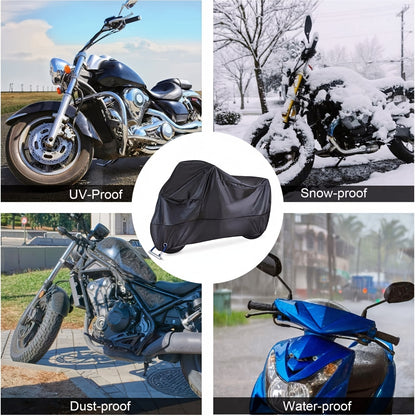 190T Universal Fit All-Waterproof, Dustproof, Sunscreen Heavy Duty Motorcycle Cover, Waterproof All Seasons Indoor Outdoor Protection, Sport Bikes Cruisers Scooter Touring Off-Road