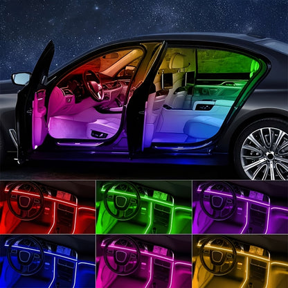 48-LED RGB Car Interior Ambient Light, Supports App Control/Usb/Car Plug, Compatible, LED Color Light Strips, Under-Seat Lighting Kit for All Car Models, Without Battery