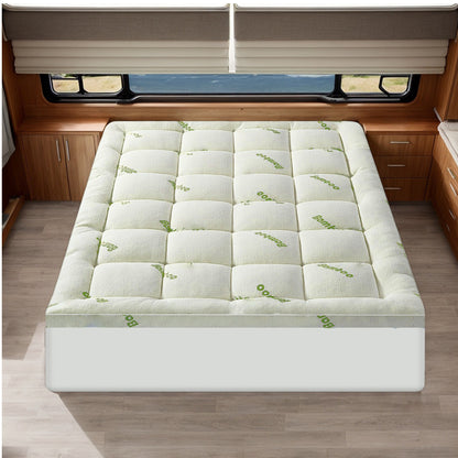 Cooling SUV RV Car Mattress Topper, Viscose Made from Bamboo Extra Thick Cooling Mattress Pad 8-21" Deep Pocket Soft Down Alternative Fill Mattress Protector Pillow Top Mattress Cover