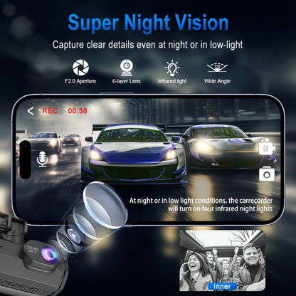 2.0 Lnch IPS Screen Dash Camera, 2/3 Lens with 32GB TF Card Optional, 170 Wide Angle WlFl Night Version Loop Recording G-Sensor WIFI Optional