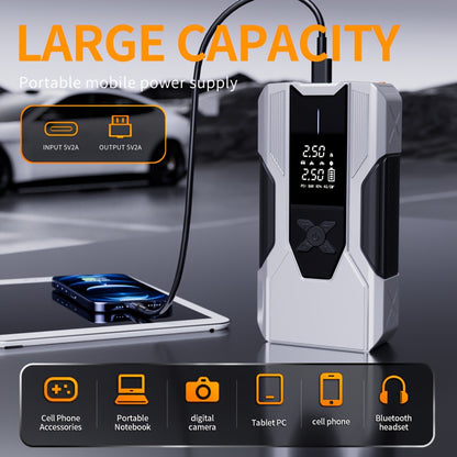 WANBILU 10000A, 12-In-1 Multi-Functional Vehicle Emergency Start Power Supply, Ignition Device, Suitable for Cars, Motorcycles, Suvs, Diesel Engine Emergency Start Power Supply, Tire Inflation, Car Battery Charger, with Air Pump Flashlight