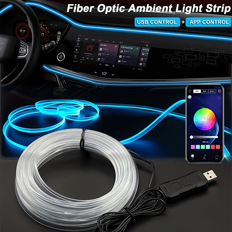 118-Inch Car Interior Neon Lights (Center Console And Dashboard) with Armrest Storage Box, APP Application Control RGB LED Light Strip Suitable for Car Decorative Lighting Additions, Without Battery