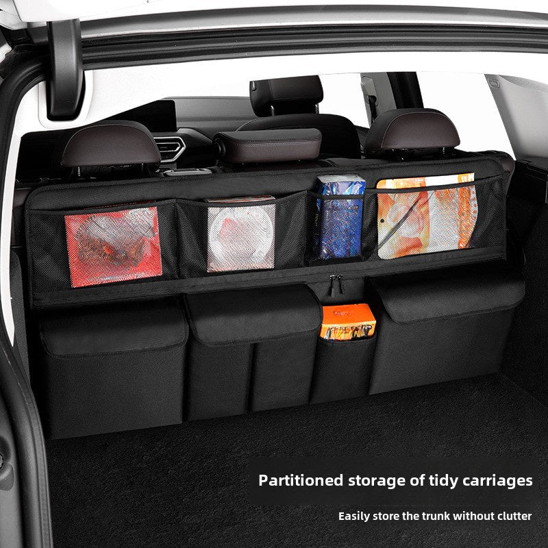 1 One Oxford Cloth Car Trunk Organizing Folders, High Capacity Adjustable Rear Seat Storage Bag, Car Trunk Storage, with Storage Pocket, Universal Fit Vehicle Interior Accessories