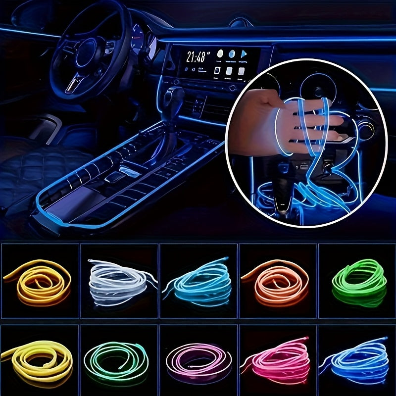 RGB LED Car Interior Ambient Light Strip 120-Inch 7-Color App Control USB 5V Flexible Neon Dashboard Console Accent Lighting Kit DIY