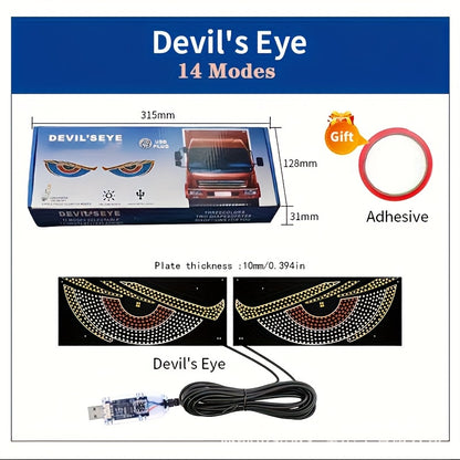 2pcs, Truck SUV All Kinds Of Vehicle Models, USB 5V Demon Eye Decorative LED, DIY Install Devil's Eye Lantern Light with 14 Modes New Upgrade Big Eyes Car Decorative Eyes Light, Gifts, Without Battery Devil's Eye