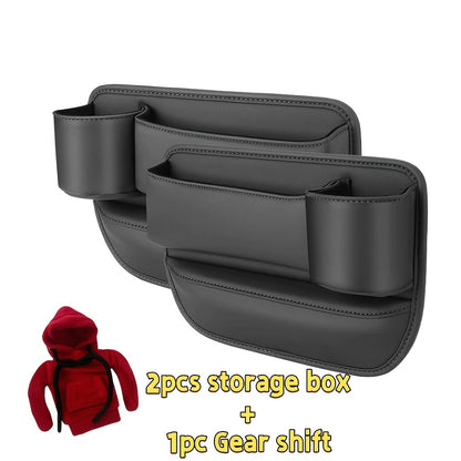 Car Seat Gap Filler Organizer – PU Leather Side Pocket Storage Box for Wallet, Keys, Cards & Phone, No-Tool Install, Fits All Cars, Black Beige Red Brown