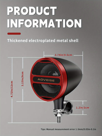 KORBROS Motorcycle Stereo Sound System with Built-In Amplifier, MP3 & USB - 12V Speakers for ATVs, Handlebar Mount