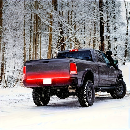 47.24inch Long Pickup-Style Off-Road Vehicle Arrow-Shaped LED Light Strip, Equipped with Red And Yellow Flowing Lights, Car Atmosphere Light Strip, Decorative Neon Light Strip on The Rear of The Truck, a Thoughtful Gift, with Fishbone Design