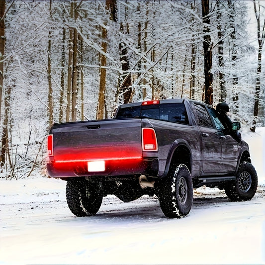 47.24inch Long Pickup-Style Off-Road Vehicle Arrow-Shaped LED Light Strip, Equipped with Red And Yellow Flowing Lights, Car Atmosphere Light Strip, Decorative Neon Light Strip on The Rear of The Truck, a Thoughtful Gift, with Fishbone Design