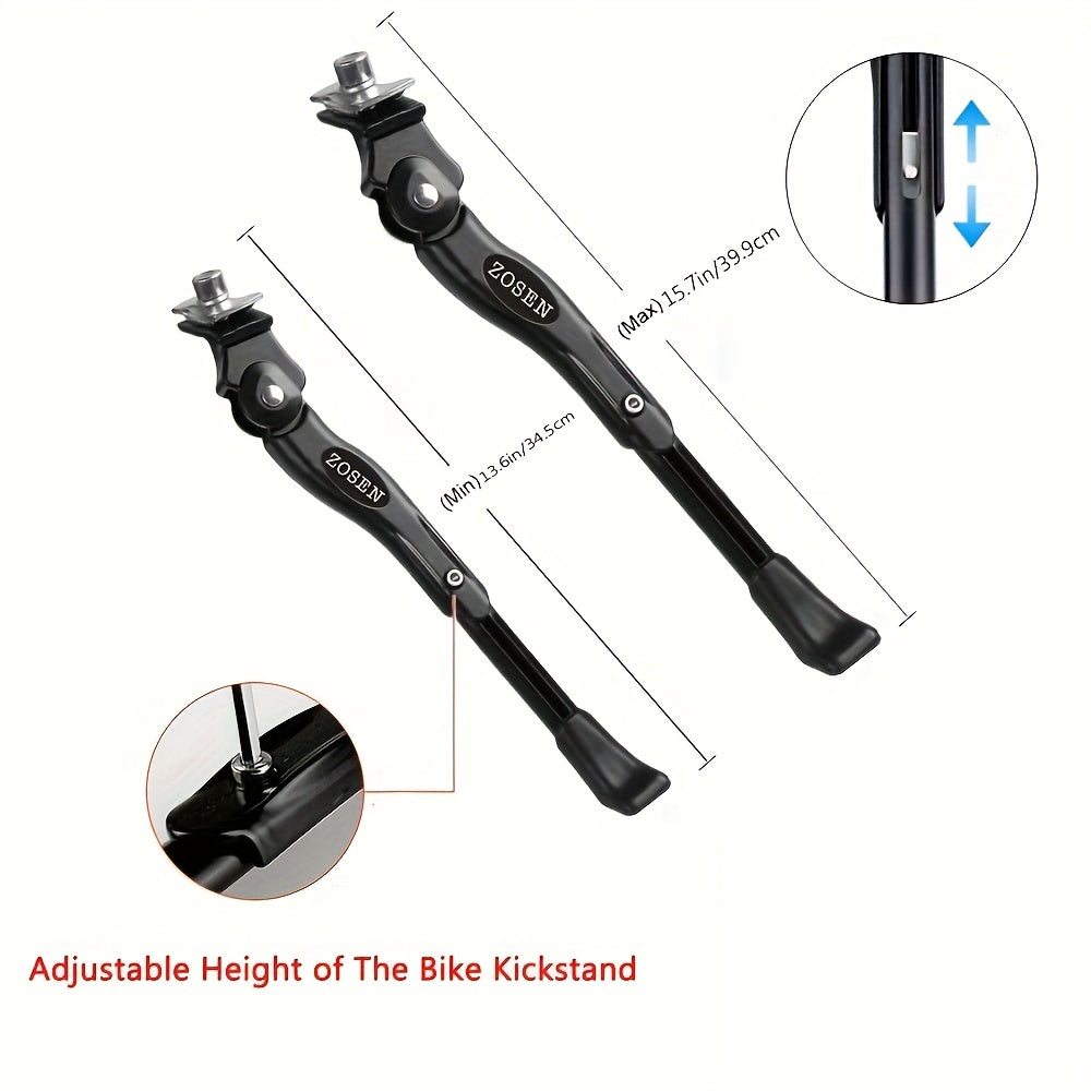 Bike Kickstand, Adjustable Strong Aluminum Alloy Bicycle Kickstand for 24-29 Inch Bikes