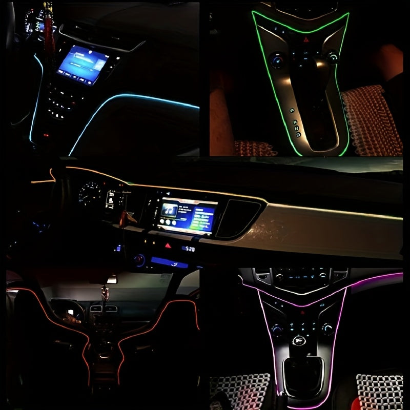 Car Interior Ambient Lighting Kit 3M RGB 7-Color LED Strip App & Remote Control Music Sync for Doors Console Dashboard Decoration