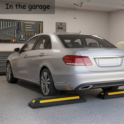 Car Wheel Stops for Garage -Heavy Duty Rubber Parking Guide 12/8/4/2/1pc Premium Quality Durable Car for Garage Wheel Stopper Professional Grade Park with Reflective Yellow Tape Curb, Adjustable for Safe Parking of Vehicles, for Garage Parking Stops