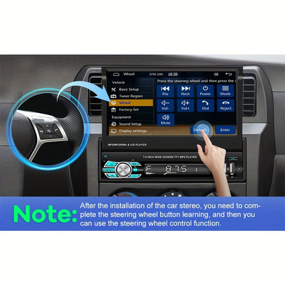 Podofo Wireless CarPlay & Android Auto Single DIN Car Stereo with HD Flip-Out Touchscreen, Compatible for /Android, Wireless, Backup Camera, USB/Type-C/AUX, Voice Control, FM Radio, for -in- Vehicle Audio System