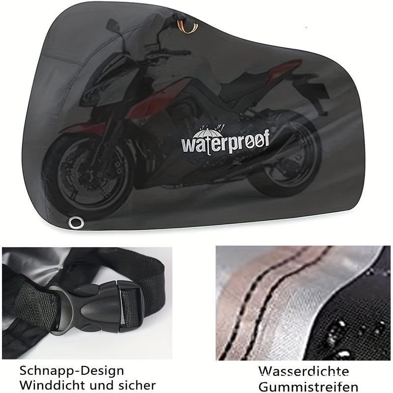 Motorcycle Covers, Heavy Duty 210D Waterproof UV Protective Tear Proof Motorbike Cover with Safety Cloth Lock Holes Design