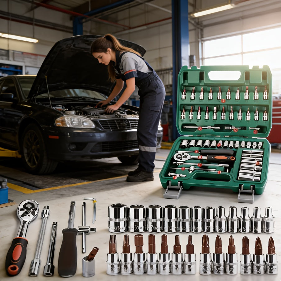 [Fast Arrival] 324+1pc/53/47pcs Professional Automotive Master Tool Kit - Premium Tool Sets For Car, Bike, And Motorcycle Maintenance - Compact, Portable, And All-In-One Solution With Ratchet Wrench, Assorted Screwdriver Set, Without Battery