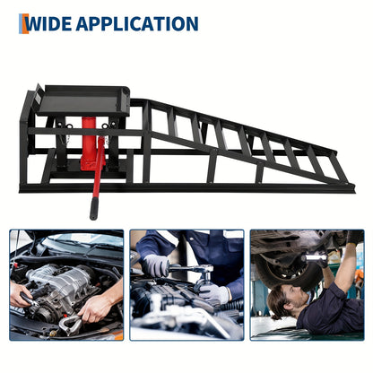 2 Pack Hydraulic Car Ramps - No Installation Required, 5T/ 11000LBS Max Load Low Pro-File Car Lift Service Ramps, Heavy Duty Steel Hydraulic Vehicle Ramps for Car Truck Trailer Garage Repair, Ideal Christmas Birthday Gifts for Women Men Friends