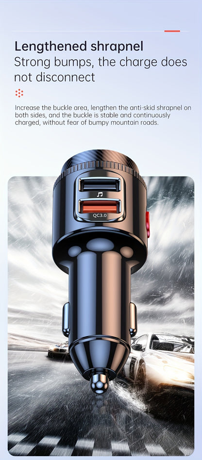 48W Car FM Transmitter 5.4 Adapter with Type-C PD30W And Qc3.0 USB Charger - Hi-Fi MP3 Player, Hands-Free Calls, LED Lights Father'S Day Gift for Mom Dad, Without Battery