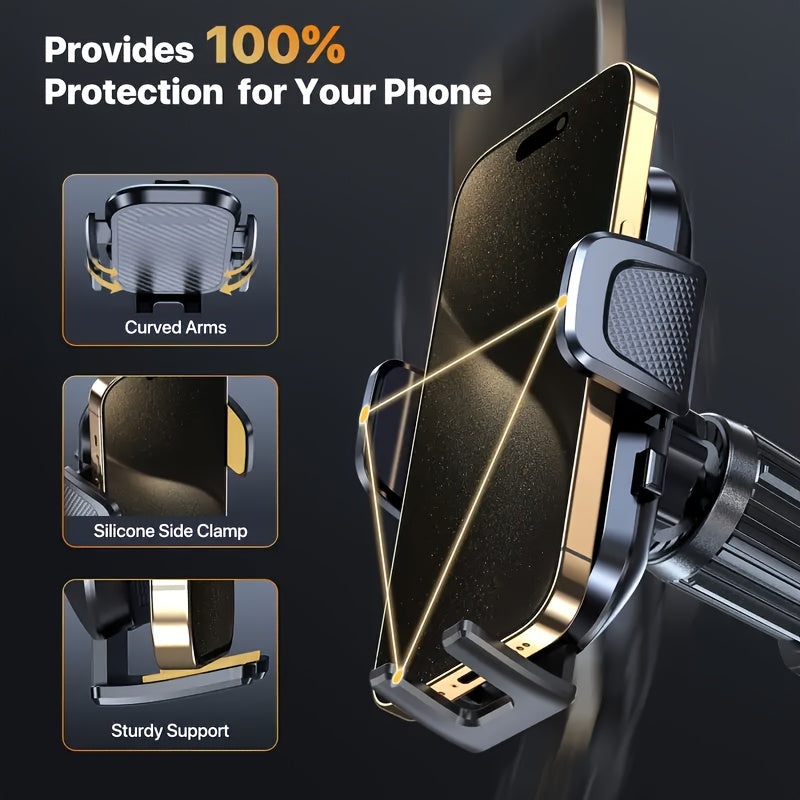 [All Phones Adjustable Car Holder] Soligu Car Phone Holder Mount, Universal Phone Holder Cradle For Car, Adjustable In Vertical And Horizontal Directions With High Stability, Strong Adhesion, Bonus Adhesive Pads For Car Dashboards, Compatibility With All