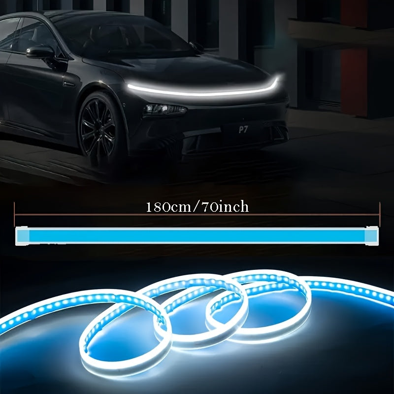 1pc Of 70-inch Engine Through-light, LED High-brightness White Light, Automatic Welcome Mode When Unlocked, with Steering Effect, 12V Indoor Wiring Installation, Suitable for Cars, SUVs And Other Models