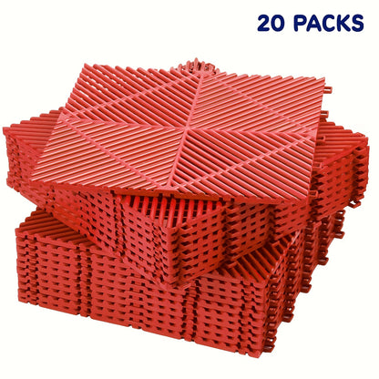 20 Pack 16"x 16"x 0.75"(Thickness)Interlocking Garage Floor Tiles, Modular Drainage Floor Mat, Non-Slip Splicing Interlocking Drainage Mats Floor Tile for Garage  Wash Basement, Etc.