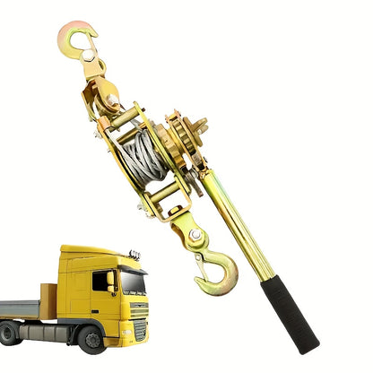 [Heavy Duty Winch] Heavy Duty Manual Winch, Cable Puller - Cargo Binding And Tightening Strap with 2 Hooks, Steel Wire Rope, Portable Tire Reinforcement Winch Manual Trailer, Equipment Transport Material Cable Tightening