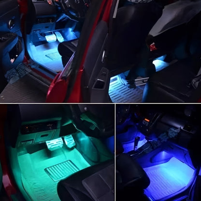 [RGB Decorative Lights] USB DC 5V 48Leds Car Interior Lighting Flexible Neon LED Ambient Light Backlight Music Control RGB Decorative Atmosphere Lights, Without Battery