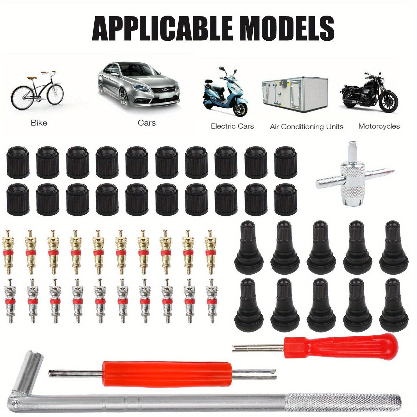 54pcs Tire Valve Stem Removal Tool Kit, Valve Stem Puller Installer Tool, Tire Valve Core Remover Installer Tool, Tire Repair Tool