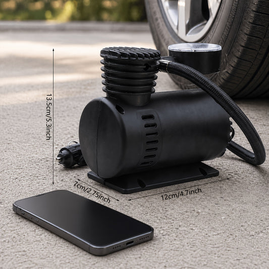 1 Unit of a Compact Air Compressor Pump, 12V 300 PSI, Designed for Inflating Tires of Cars, Bikes, Balls, And Motorcycles While for on The Move, Without Battery