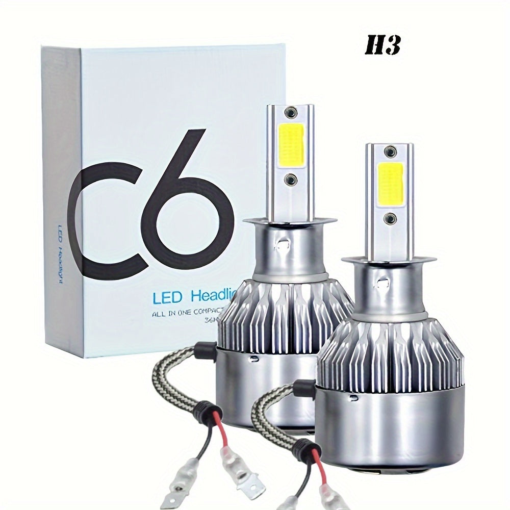 2pcs Headlight H4 H1 H3 Car Lamp H7 H11 9004 9005 9006 9007 Car Led Headlamp Pair, Without Battery