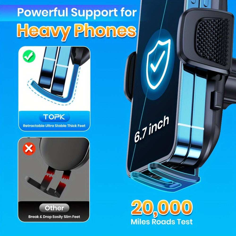 TOPK D38Z Phone Holder For Car Dashboard& Air Vent, Upgraded Adjustable Horizontally And Vertically Cell Phone Mount For Car Dashboard Compatible With All Phones