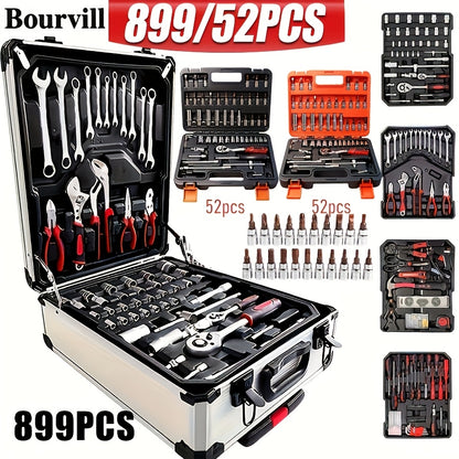 899/52pcs Professional Tool Set, Multi-functional Toolbox, Portable Design, For Home And Car Repair, A Tool Set For Enthusiasts And Professionals, A Gift For Friends, Local Shipping