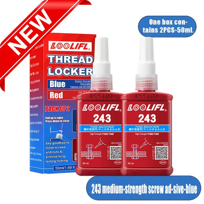 High-Strength Heat-Resistant 234-271 Threadlocker, 243 Medium-Strength Anaerobic Threadlocker, 271 High-Strength Anaerobic Threadlocker, Anti-Loosening Sealant, Permanent Locking and Sealing Multi-Purpose Adhesive for Metal Parts, Quick-Fix Removable