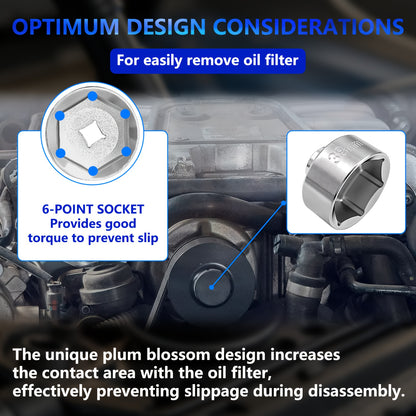 7pcs Oil Filter Element Socket Wrench Hexagonal Wrench Tool Kit Including 24Mm, 27Mm, 29Mm, 30Mm, 32Mm, 36Mm, 38Mm Socket Set, Including 24Mm, 38Mm Socket Set Almost Universal Tools, Gift
