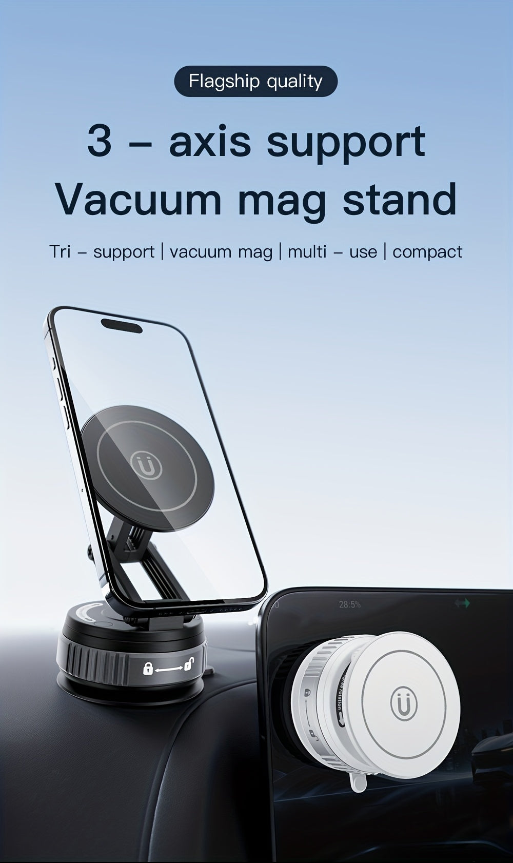 360-Degree Rotatable Magnetic Phone Holder - Compatible with for All Smartphones And Vehicles, Works with Iphone 16/15/14/12 - Compact And Foldable Car Mount with Strong Grip - Trendy Car Accessory