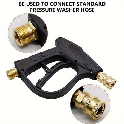 High Pressure Car Wash Foam Gun, M22-14 Thread, Heavy Duty Brass Neck with O-Ring Leak-Proof, 33.81oz Bottle, Multi-One Nozzle, Including Microfiber Washing Gloves, Easy to Connect for Quick Cleaning