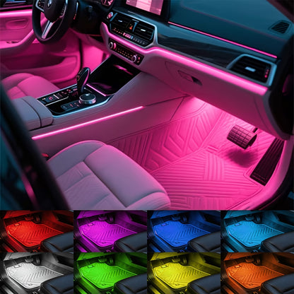 48-LED RGB Car Interior Ambient Light, Supports App Control/Usb/Car Plug, Compatible, LED Color Light Strips, Under-Seat Lighting Kit for All Car Models, Without Battery