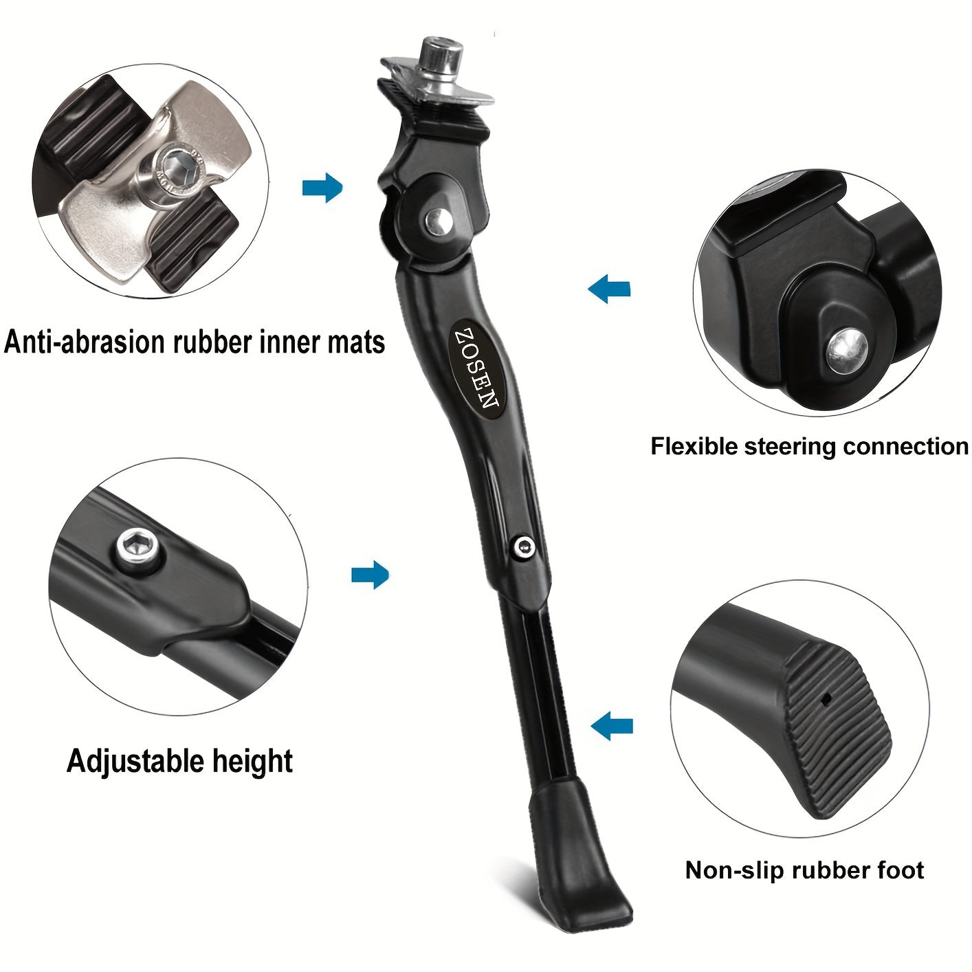 Bike Kickstand, Adjustable Strong Aluminum Alloy Bicycle Kickstand for 24-29 Inch Bikes
