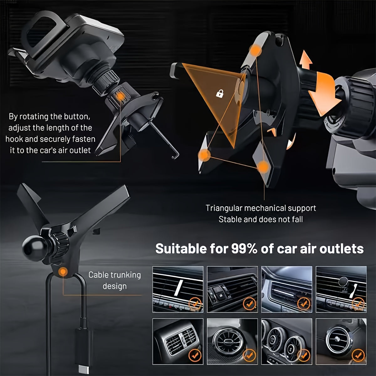 Car Holder with Wireless Fast Charging for Foldable Screen Phones Suitable for iPhone 8/X/11/12/13/14/15 Series, Samsung Note20/10/9/8 Series, S10/9/8 Series Fold 5, Fold 6/, W23/W24 Wireless Charging Output 5W/7.5W/10W/15W