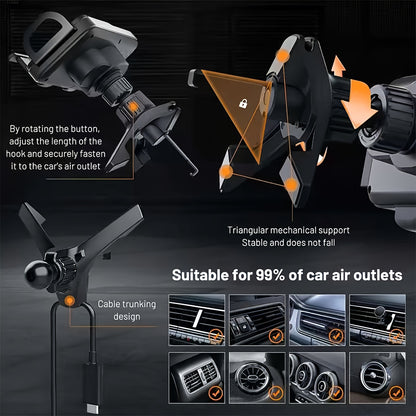 Car Holder with Wireless Fast Charging for Foldable Screen Phones Suitable for iPhone 8/X/11/12/13/14/15 Series, Samsung Note20/10/9/8 Series, S10/9/8 Series Fold 5, Fold 6/, W23/W24 Wireless Charging Output 5W/7.5W/10W/15W