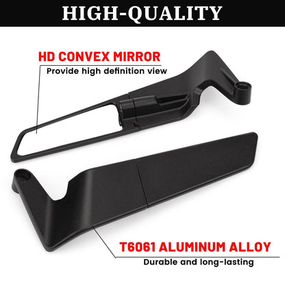 Adjustable Rotating Rearview Mirrors for Motorcycles, Stealth Wind Wing Side Mirrors Compatible with Z400, Z650, Z900, 1290 Super Duke R, Evo, And ABS 390 Duke Street Bikes
