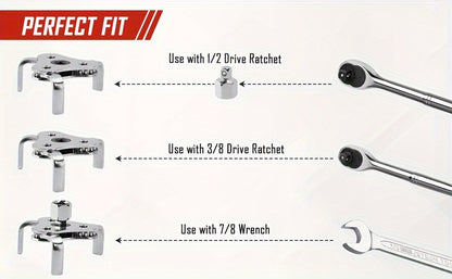 [7pcs Oil Filter Tool] 7pcs Oil Filter Removal Tool Kit | Adjustable 3-Jaw Wrench and 9" & 12" Oil Filter Pliers, Fits 2-3/4" to 5-1/4" Filters, Anti-Slip PVC Handles for Better Grip