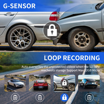 Dual Dash Cam Front And Inside, 1080P 170° Wide Angle Night Vision, Loop Recording with G-Sensor, Compact Car Evidence Solution USA