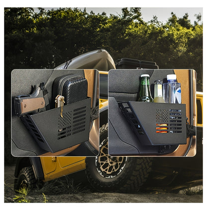 Jeep JK Front Door Storage Box Set of 2 Black Steel – Fits 2007-2018 Wrangler JK JKU 2-Door & 4-Door, Side Insert Organizer Replaces Sagging Net